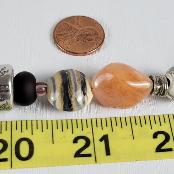 Spirit Multi Color Gemstone And Glass Beaded Toggle Bracelet 8 In Silver Plated - Picture 8 of 8